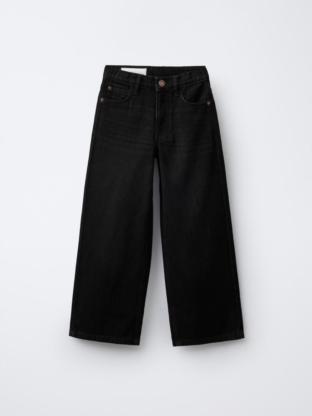 Zara High-Rise Wide-Leg Cropped Jeans Size 4 Black
